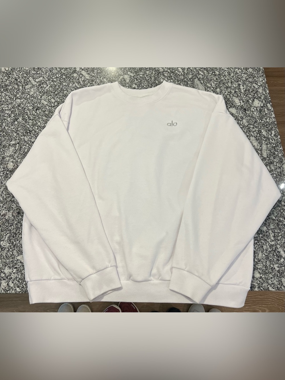 ALO Yoga Men's White Crewneck Sweatshirt